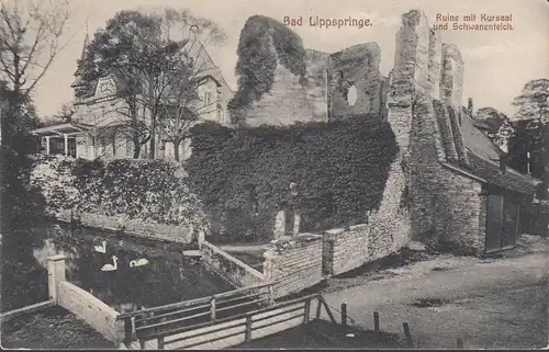 Bad Lippspringe, Ruine mit Kursaal und Schwanenteich, ungelaufen