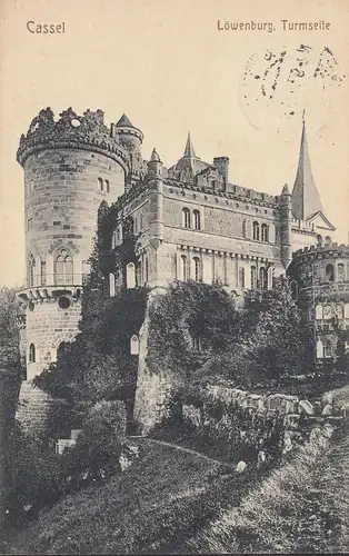 Kassel, Cassel, Löwenburg, Turmseite, gelaufen 1914