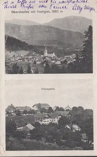 Oberstaufen, Stadtansicht, Villenpartie, gelaufen 1922