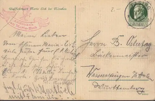 Planeeg, Gedenktafel, Wallfahrtskapelle Maria Eich, gelaufen 1914