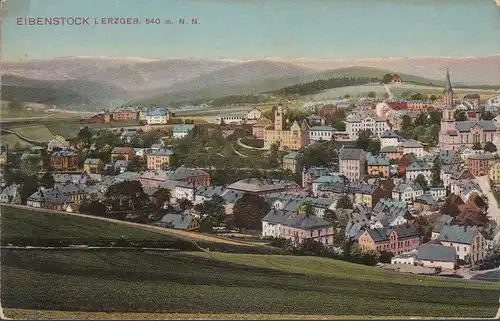 Eibenstock, vue de la ville, couru en 1912
