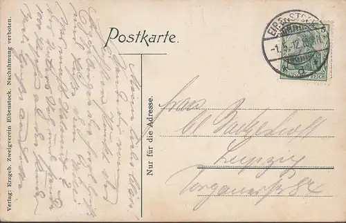 Eibenstock, Stadtansicht, gelaufen 1912