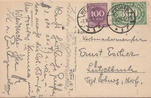 Weimar, Kriegerdenkmal, gelaufen 1923