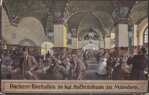 Munich, Parterre Bierhalles de Hofbräushaus, couru 1928