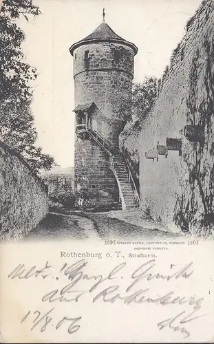 Rothenburg o. d. Tauber, Strafturm, gelaufen 1906