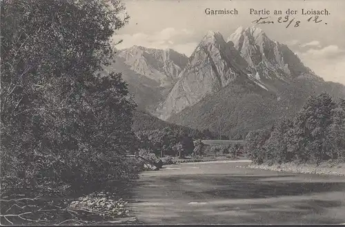 Garmisch, Partie an der Loisach, gelaufen 1912