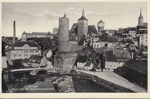Bautzen, Blick von der Kronprinzenbrücke, gelaufen 1937