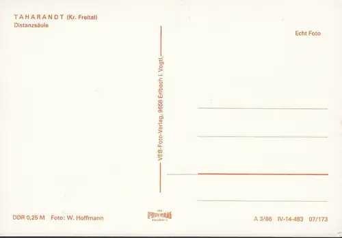 Tharandt, Taharandt, Distanzsäule, ungelaufen