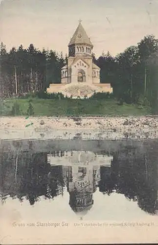 Gruss vom Starnberger See, Votivkirche, gelaufen 1907