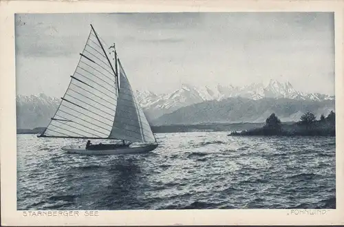 AK Starnberg, Starnberger See, Föhnwind, Segelboot, gelaufen 1914