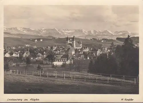 AK Lindenberg dans l'Allgäu, vue de la ville, église, couru