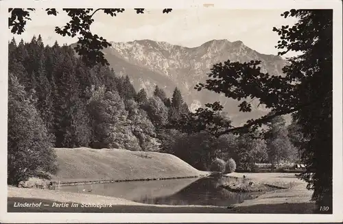 AK Ettal, Linderhof, Partie im Schloßpark, gelaufen 1937