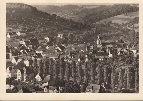 AK Creglingen, vue sur la ville, église, incurvée