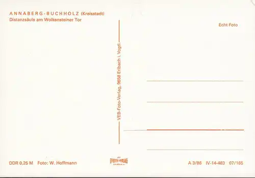 AK Annaberg-Buchholz, colonne de distance à la porte de pierre de nuages, non couru