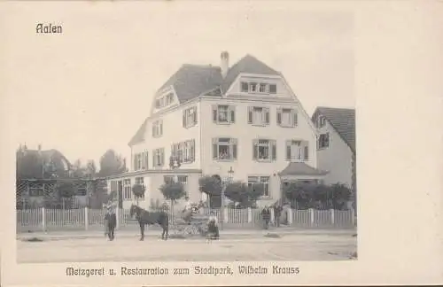 AK Aalen, boucherie et restauration au parc de la ville, Wilhelm Krauss, inachevé