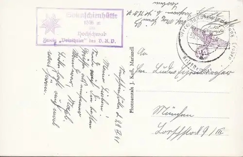 AK Steiermark, Highschwab, Sonnschienalm, Maisons, vaches, poste de campagne, couru 1941