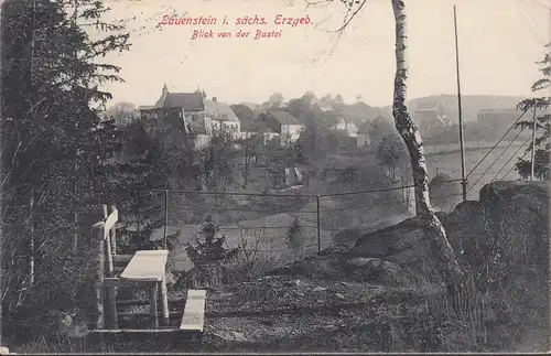 AK Lauenberg, Blick von der Bastei, gelaufen 1915