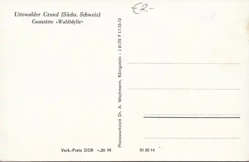 AK Lohmen, Uttewalder Grund, Gaststätte Waldidylle, ungelaufen