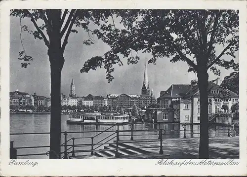 AK Hamburg, Jungfernstieg, Blick auf den Alsterpavillon, ungelaufen