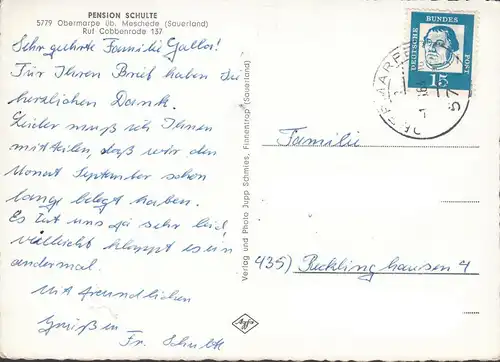 AK Obermarpe, Pension Schulte, gelaufen 1964