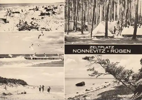 AK Nonnevitz, Tenteolatz. Plage, mouettes, couru en 1971