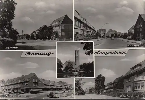 AK Hamburg-Langenhorn, Mooreye, Flughafenstraße, Beim Schäferhof, gelaufen 1963