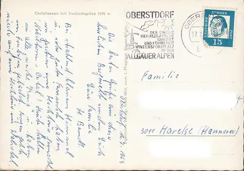 AK Christlessee mit Trettachspitze, gelaufen 1963