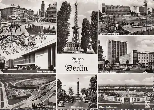 AK Berlin, Funkturm, Reichschwerzellplatz, Université, Nord-Schleife, couru en 1957