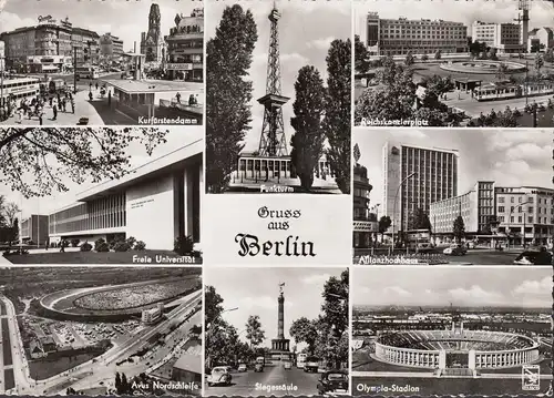 AK Berlin, Funkturm, Reichskanzlerplatz, Universität, Nordschleife, gelaufen 1957