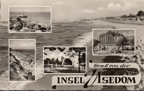 AK Usedom, vue sur la plage, couru en 1959