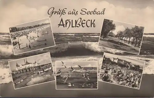 AK Seebad Ahlbeck, Strandansichten, Möwen, gelaufen 196?