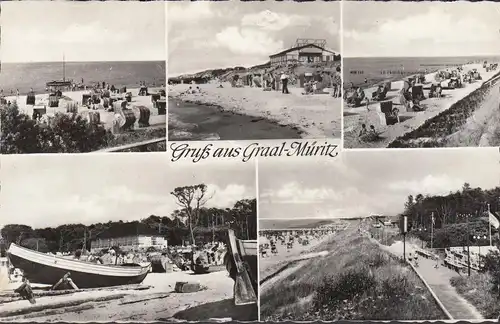 AK Graal-Müritz, Strandansichten, Strandkörbe, Boote, gelaufen 1959