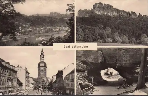 AK Bad Schandau, Vues de la ville, bus, écurie, incursion