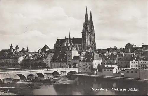AK Regensburg, Steinerne Brücke, gelaufen 1930