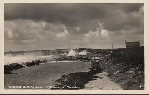 AK Thiessow, Spritzwellen am Weststrand, Mi.Nr. DR. 584, gelaufen 1935