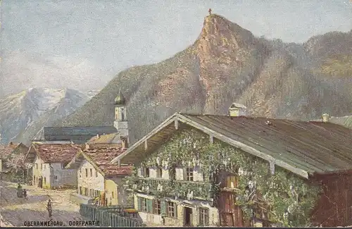 AK Oberammergau, partie du village, numéro 114b, couru en 1922