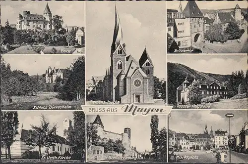 AK Mayen, Marktplatz, Veith Kirche, Kloster, Burg, Schloß, ungelaufen