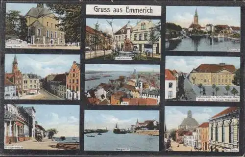 AK Gruss aus Emmerich, Kirche, Hafen, Reichsbank, gelaufen 1926