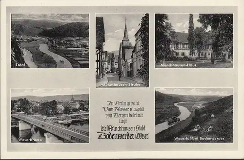 AK Bodenwerder, Münchhausen Straße, Weserbrücke, Weisertal, inachevé