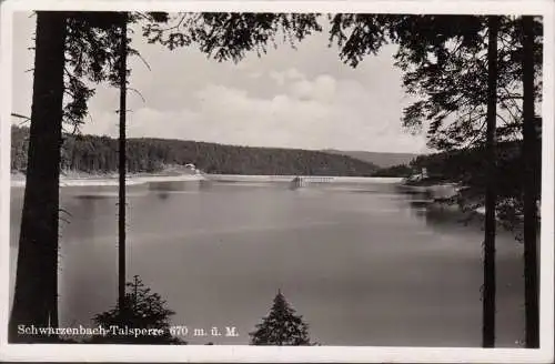 AK Forbach, Schwarzenbach-Talsperre, Nachgebühr, Bahnpost, gelaufen 1949