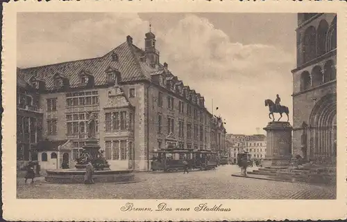 AK Bremen, Das Neue Stadthaus, Brunnen, Straßenbahn, ungelaufen
