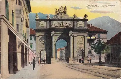 AK Innsbruck, Triumphpforte, gelaufen 1905