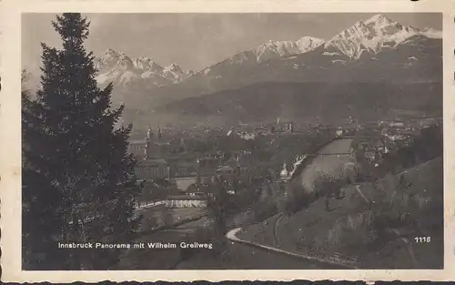 AK Innsbruck mit Wilhelm Greilweg, Stempel, gelaufen 1930