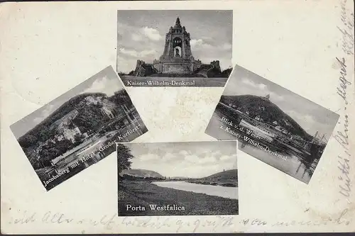 AK Porta Westfalica, Denkmal, Jacobsberg, Zur Schönen Ausssicht, gelaufen 1934