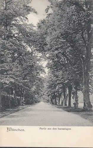 AK München, Partie aus dem Isargarten, Gräfin Gabrielle Reuttner, gelaufen 1906