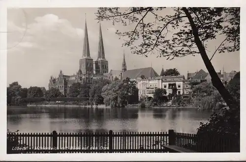 AK Lubeck, étang de moulin avec vue sur la cathédrale, couru 193 ?