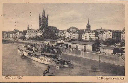 AK Cologne, Panorama du Rhin, paquebot du fleuve, couru en 1930