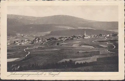 AK Johanngeorgenstadt, Panoramaansicht, Passepartout, gelaufen 1928