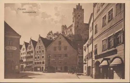 AK Füssen, Reichenstraße, Geschäfte, ungelaufen- datiert 1921