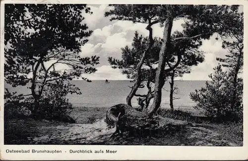 AK Brunshaupten, Durchblick aufs Meer, gelaufen 1935